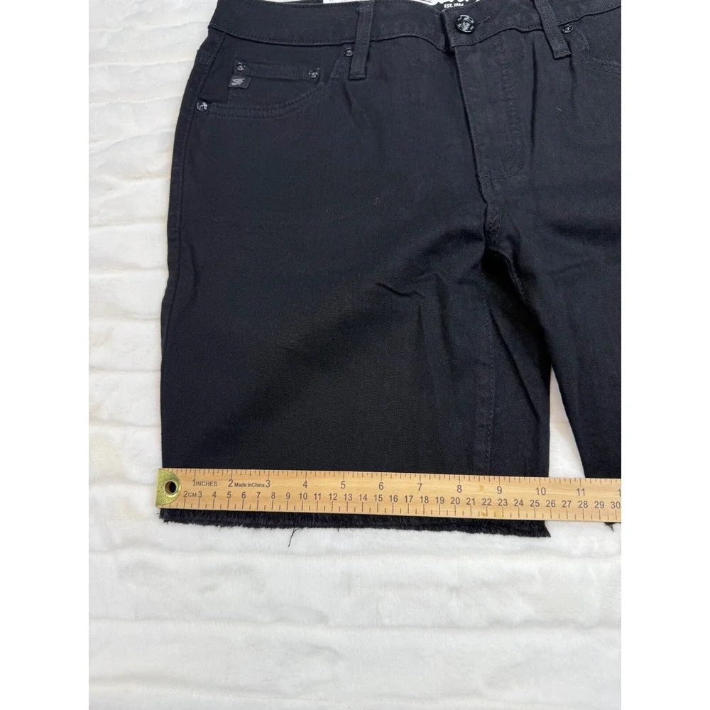 Seven7 Bermuda Shorts Womens 6 Black Jean Relaxed‎ Fit Stretch Comfort Fray Hem